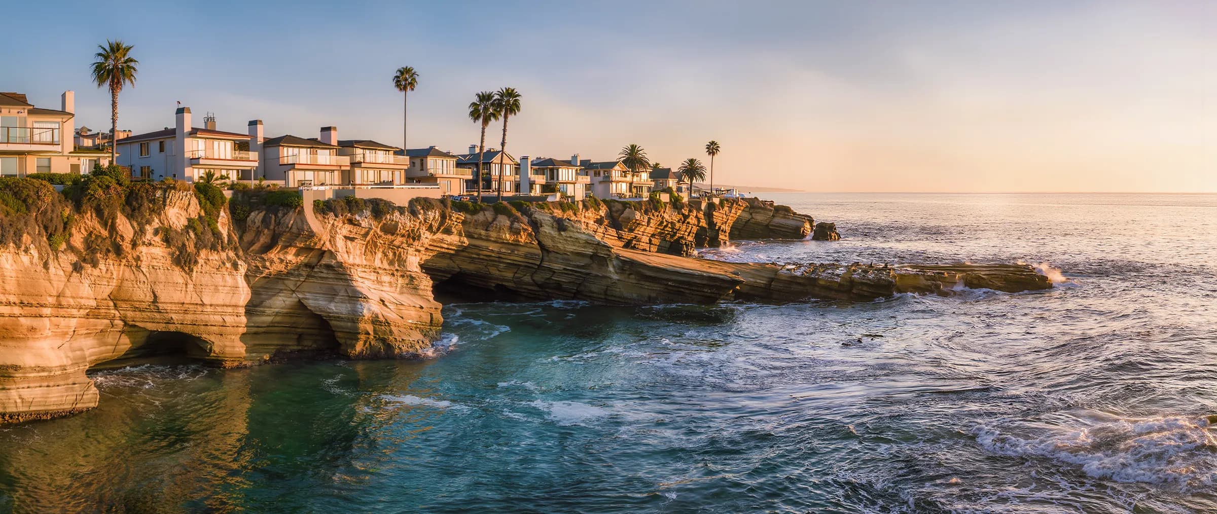 Coastal cliffs and homes along the La Jolla coastline